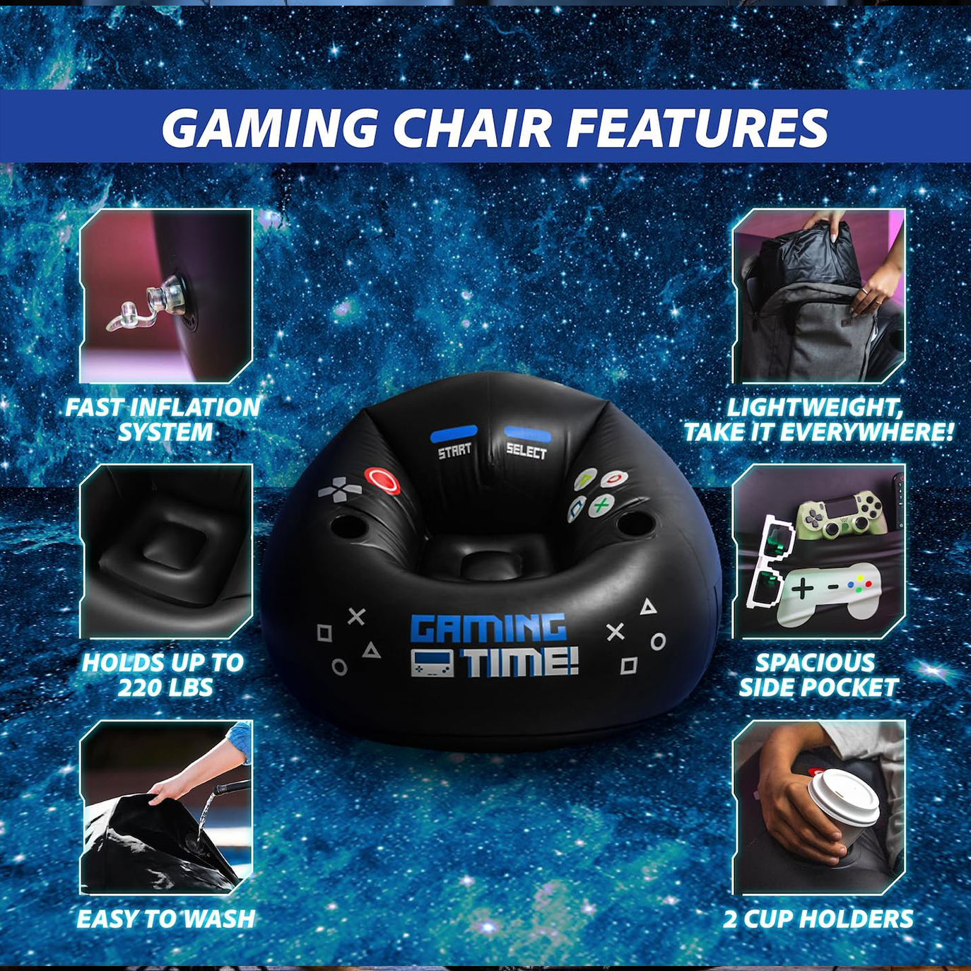 🎮 Inflatable Gaming Chair With Ottoman