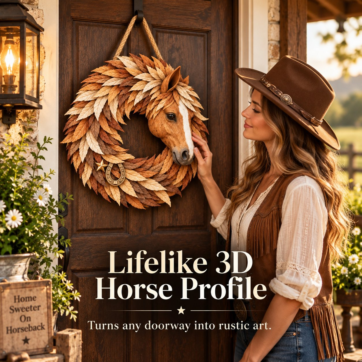 🐴🤎Rustic Horse Head Wreath – Western Farmhouse Wall & Door Decor