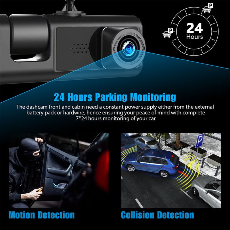 3-Channel 1080p Car Driving Recorder (Three Cameras)