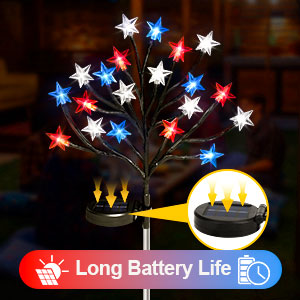 4th of July Solar Star Tree Lights Decorations Outdoor