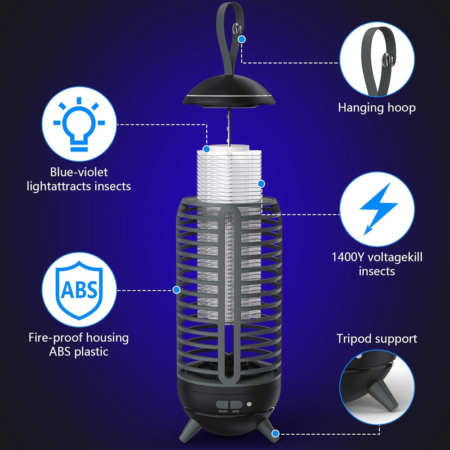 Rechargeable 2 in 1 Wireless Mosquito Killer Lamp