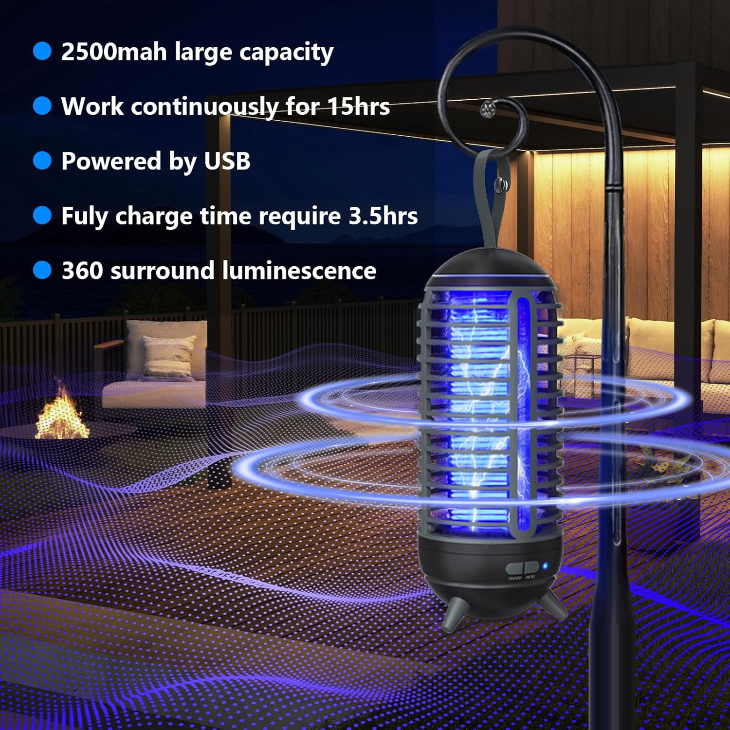 Rechargeable 2 in 1 Wireless Mosquito Killer Lamp