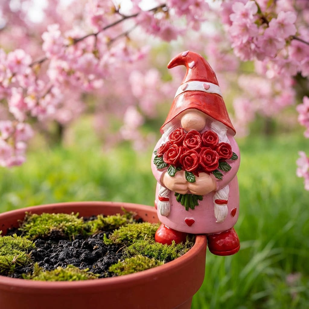 Adorable Mother’s Day Gnome with Rose Bouquet🌹💖