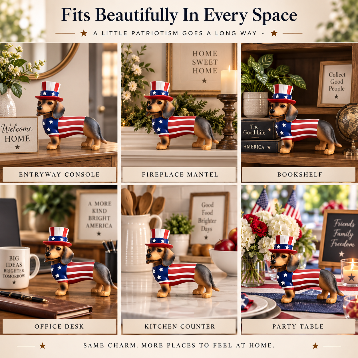 Patriotic Dachshund Tabletop Figurine