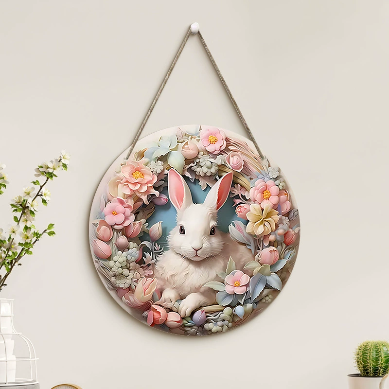 12" Easter Pendant Egg Wreath Bunny Suncatcher