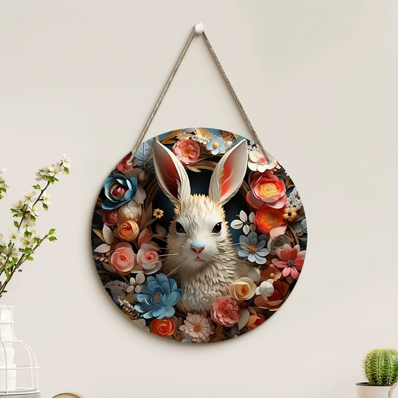 12" Easter Pendant Egg Wreath Bunny Suncatcher