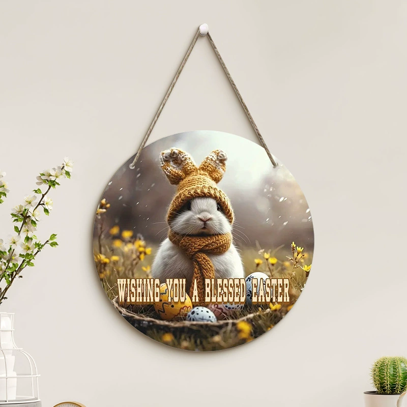 12" Easter Pendant Egg Wreath Bunny Suncatcher