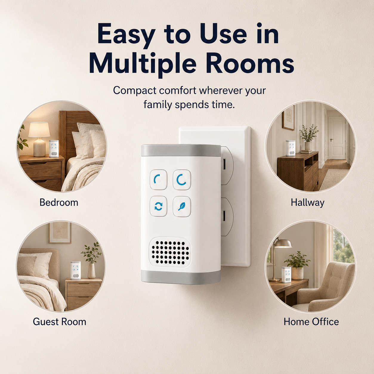 Compact Plug-In Ionic & Ozone Air Purifier, Filter-Free Room Comfort