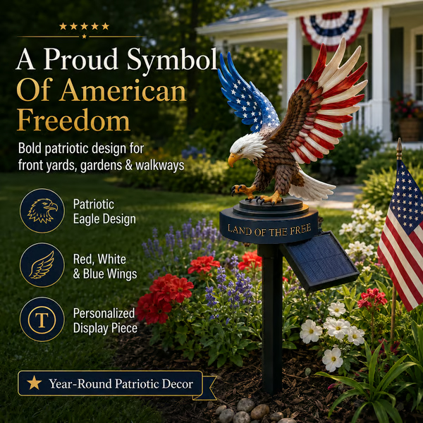 Solar Eagle Garden Light – A Glowing Tribute to American Freedom