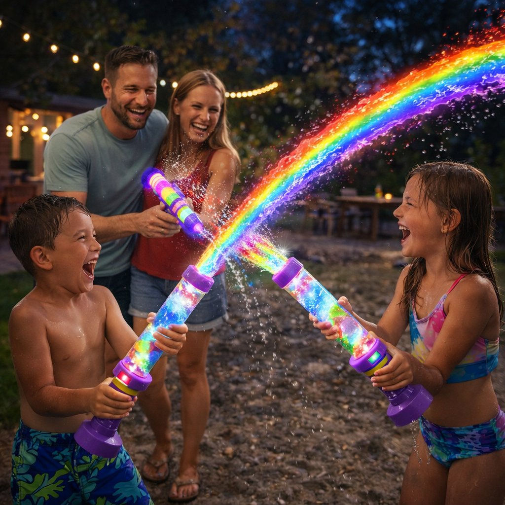 🌈 Glowing Rainbow LED Water Blaster | Summer Fun That Pops Like Magic! ✨