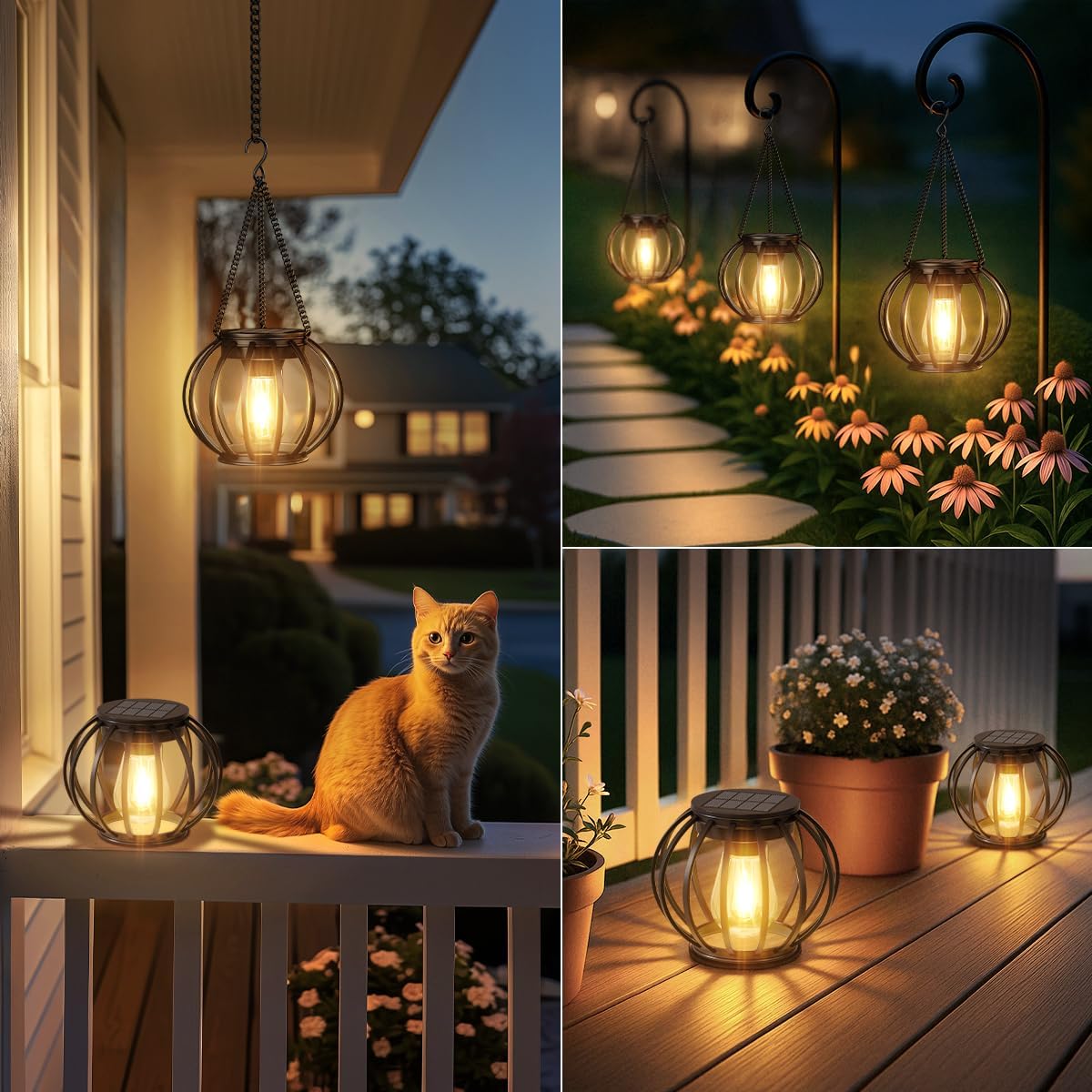 2 Pack Outdoor Solar Hanging Light