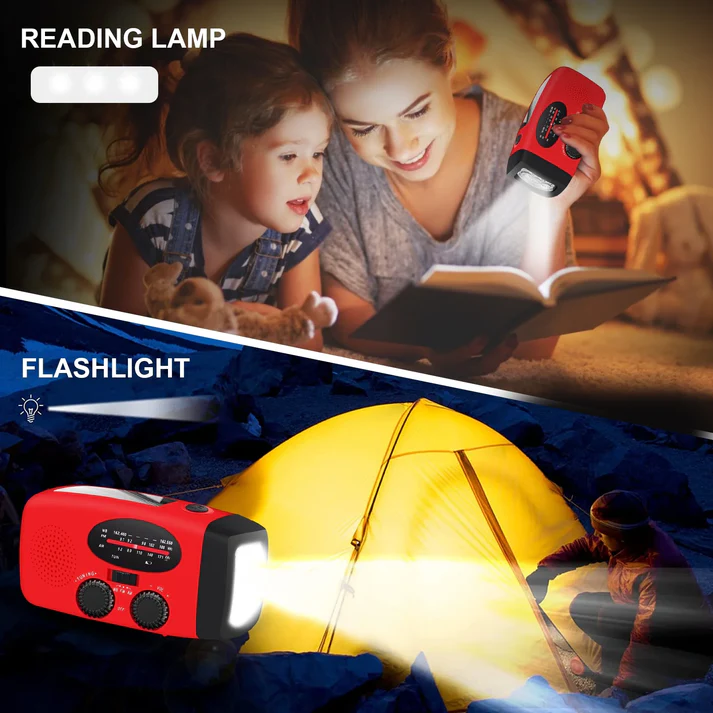 High Brightness Portable Hand Crank Solar Powered Flashlights