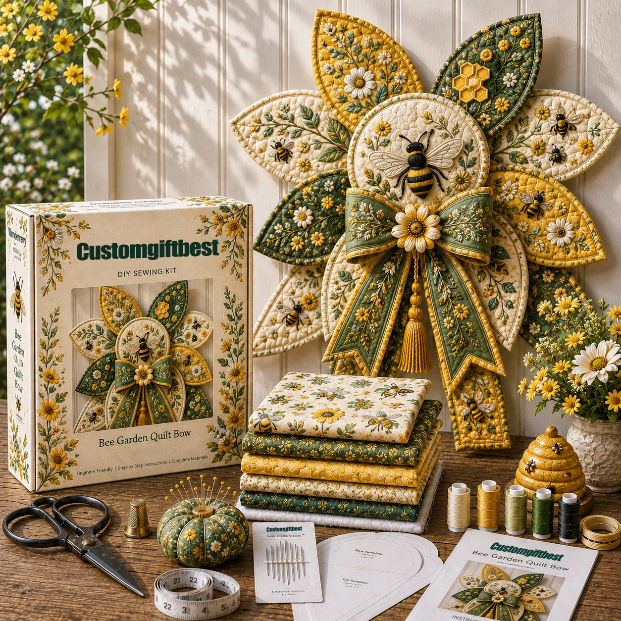 Bees Garden Quilt Bow DIY Sewing Kit