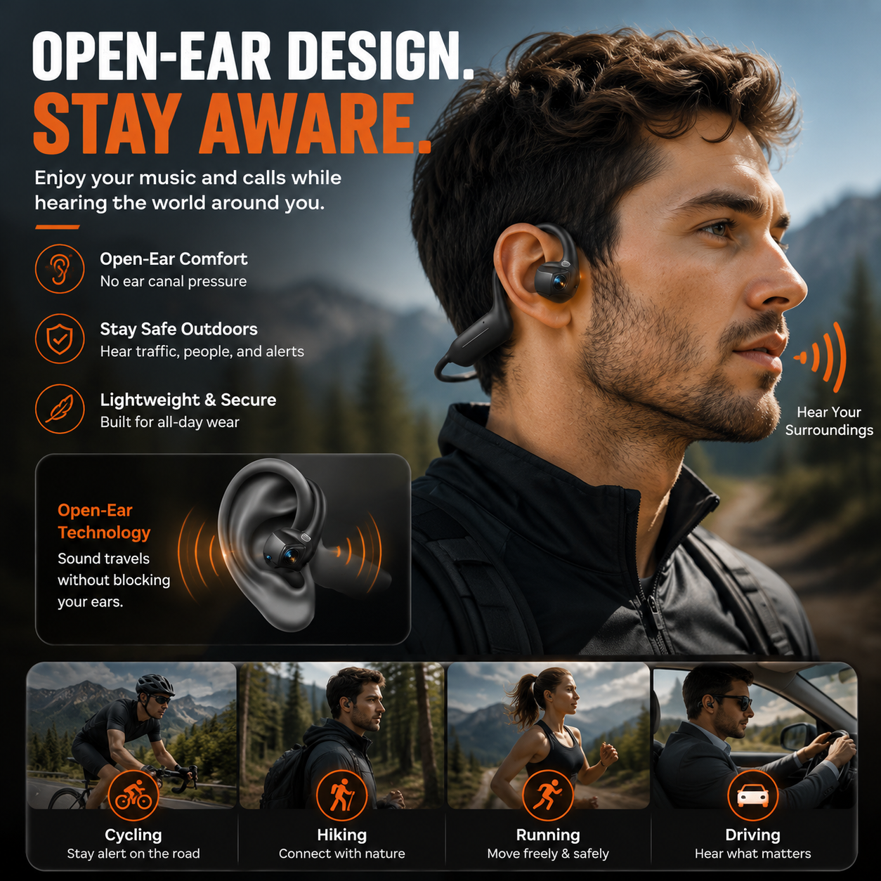 Open-ear audio design for environmental awareness