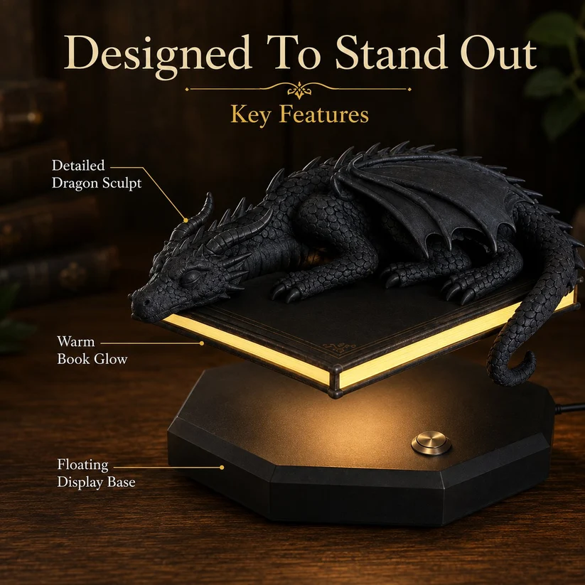 🐉 Bring A Fantasy World To Your Desk With A Magical Dragon Book Lamp