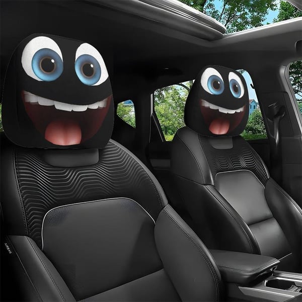 🚗Funny Cartoon Car Headrest Covers – 2PCS Universal Fit