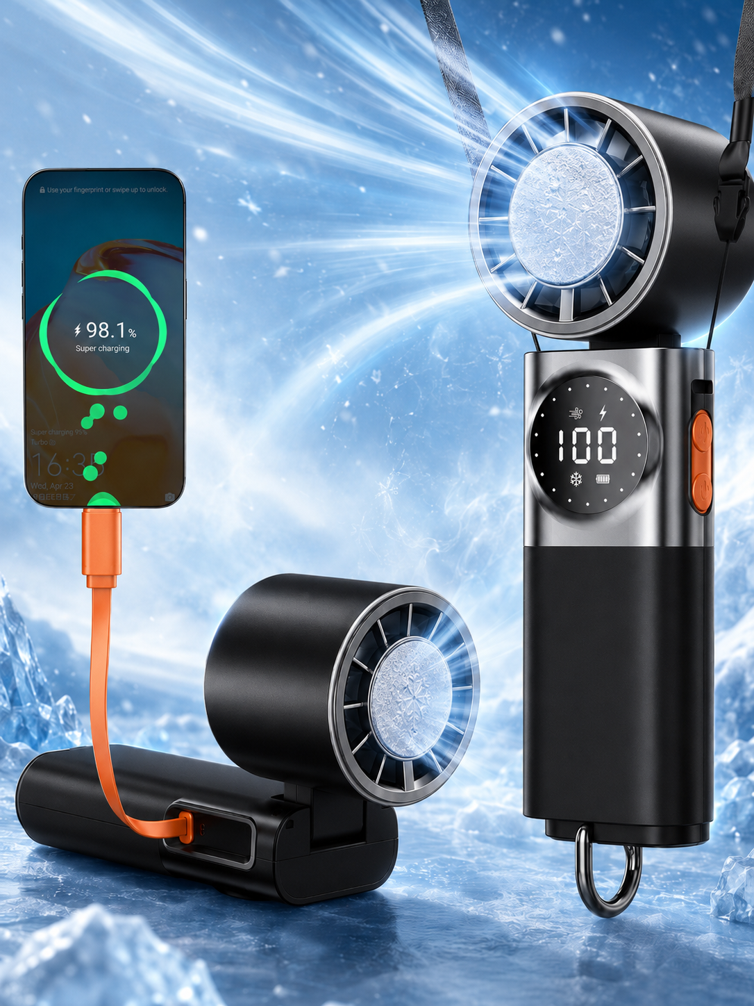 2-in-1 Ice-Cooling Turbo Fan & Power Bank