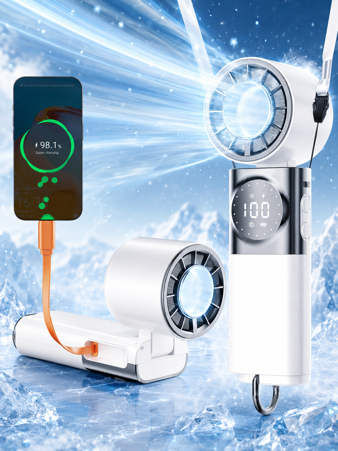2-in-1 Ice-Cooling Turbo Fan & Power Bank