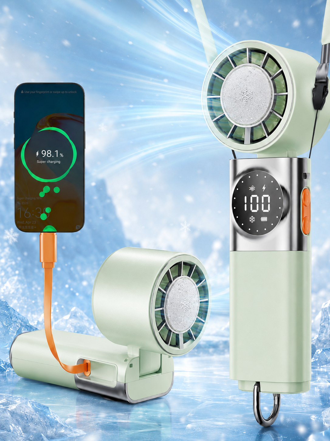 2-in-1 Ice-Cooling Turbo Fan & Power Bank