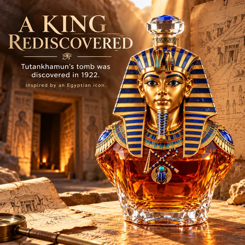 👑 Tutankhamun Pharaoh Whiskey Decanter – Ancient Egyptian Golden Mask Inspired Collectible Bottle