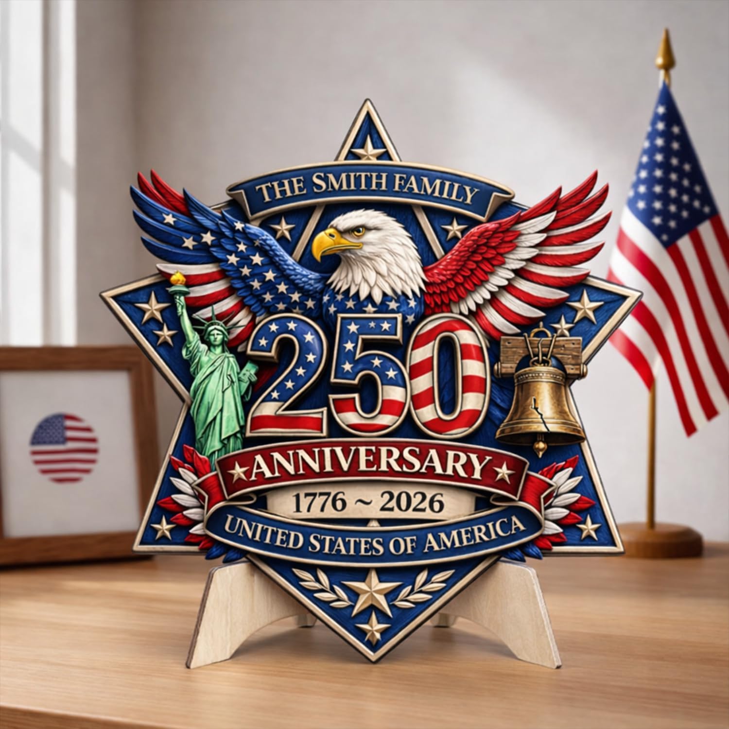 Red White Blue U.S. 250th Anniversary Wreath