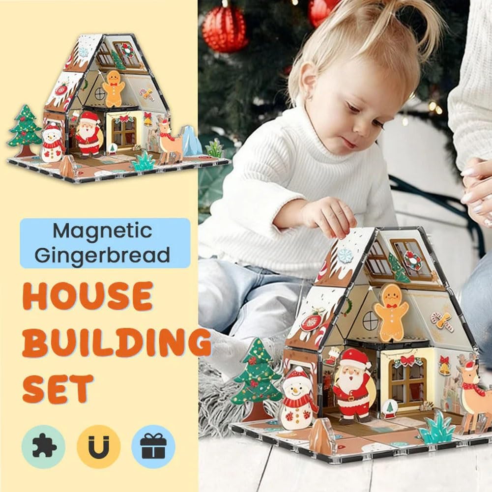 🎄 Magnetic Gingerbread House Building Set– Holiday Edition (46 Pieces) 🎅