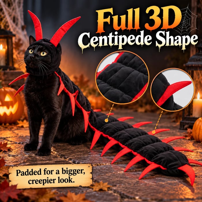 🎃Creepy-Cute Halloween Centipede Pet Costume – 3D Crawling Outfit for Dogs & Cats 🐾