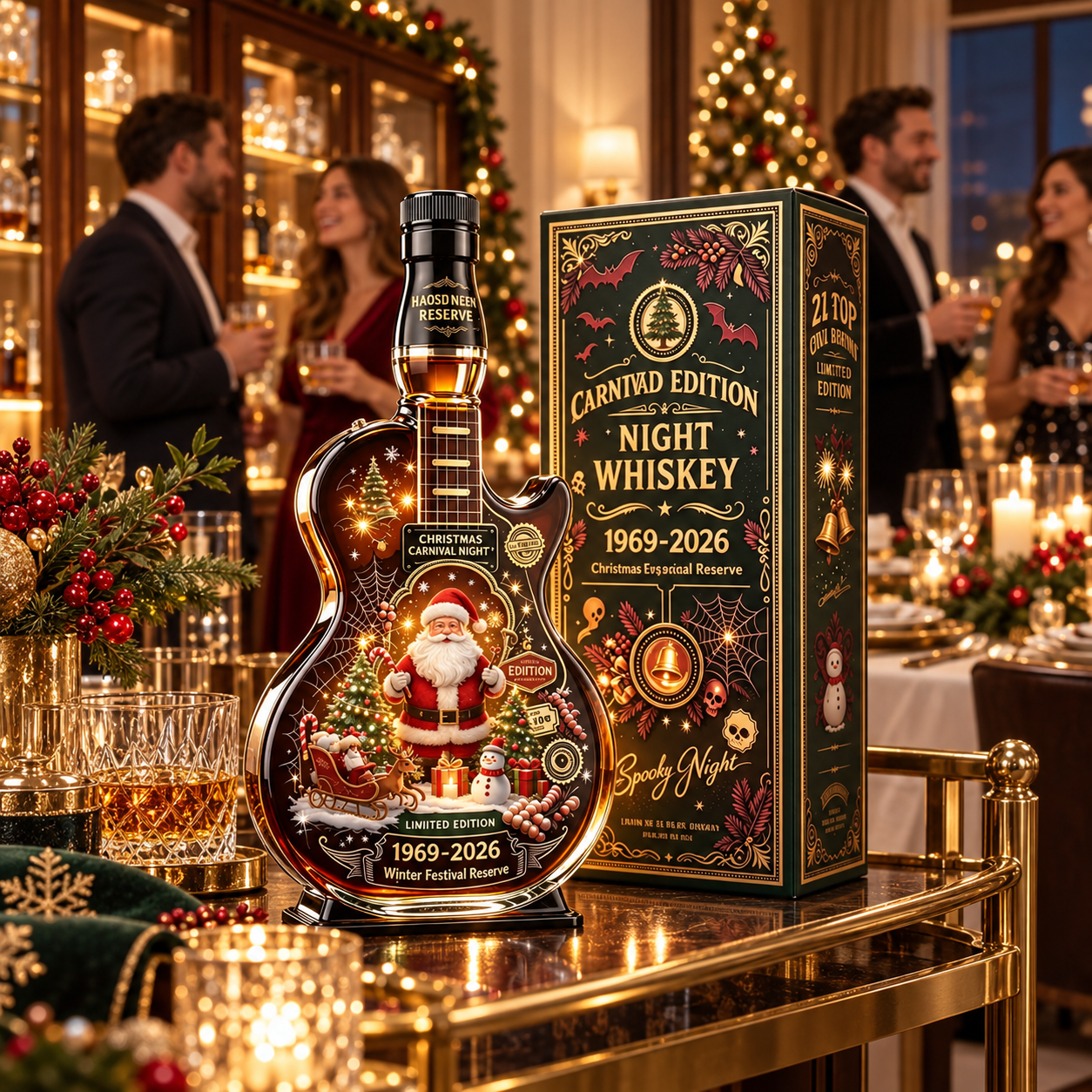 Christmas Guitar-Shaped Whiskey Decanter