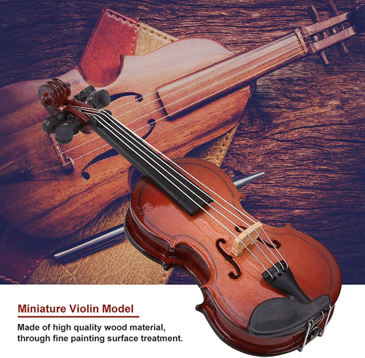 Wooden Miniature Violin Musical Instrument Decor Gift