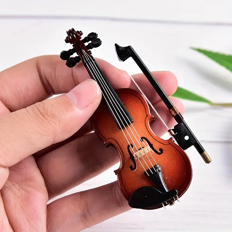 Wooden Miniature Violin Musical Instrument Decor Gift