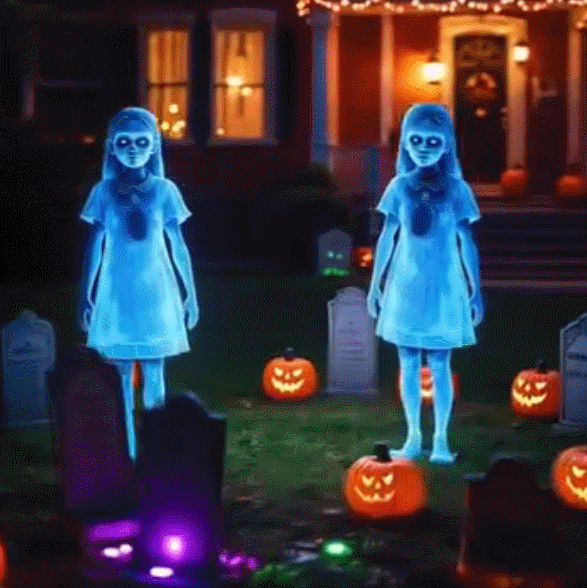 👻16 inch Halloween Haunted Twin Ghost Ground Stakes A pair