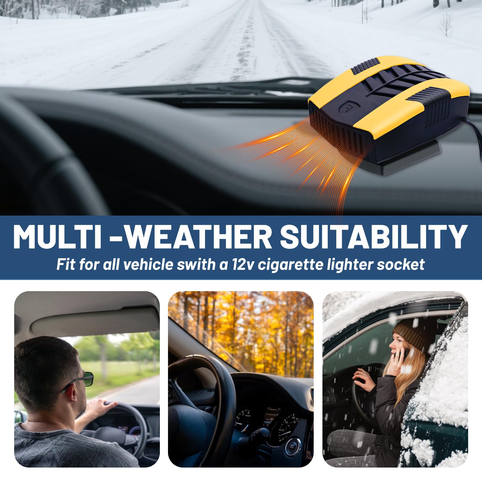 12V Portable Car Heater for 2 in 1 Heating & Cooling Defroster