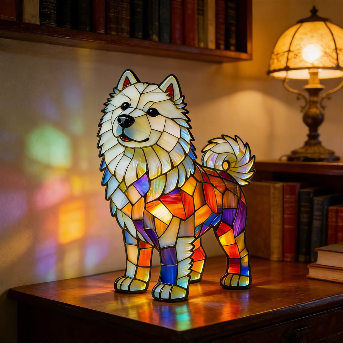 Stained Glass Puppy Night Light · A Warm Glow of Joy