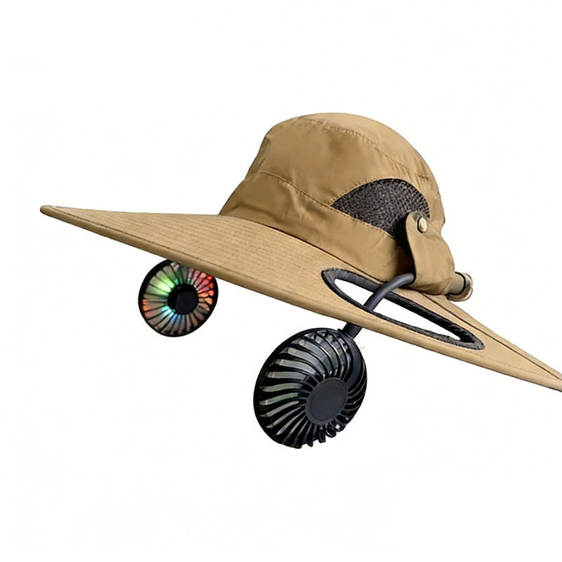 Wide Brim Solar Hat with Fan