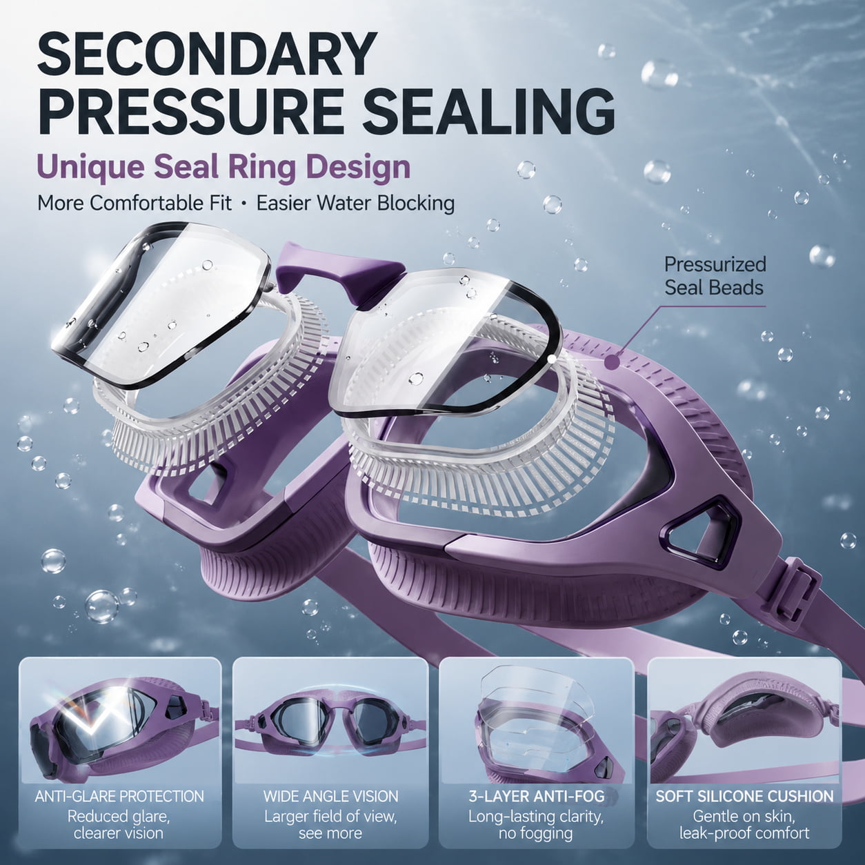 High‑Definition Anti‑Fog Swim Goggles