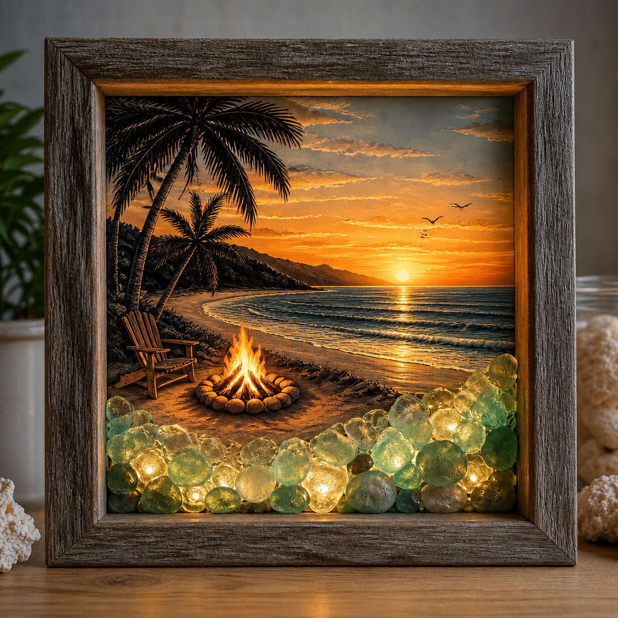 🎁Last Day 50% OFF -🔥💝Coastal Lighthouse Sea Glass Shadow Box Night Light