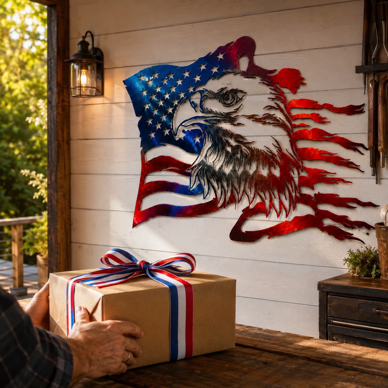 🦅Patriotic Bald Eagle American Flag Wall Decor