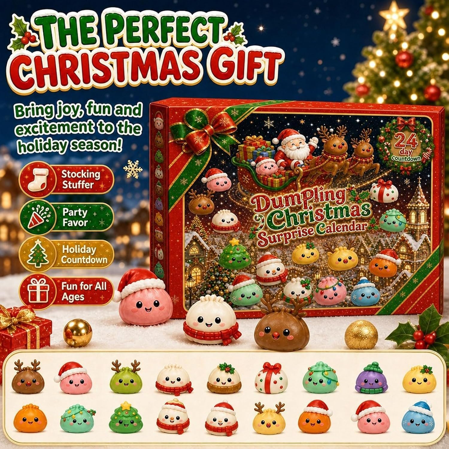 🥟 2026 Christmas Dumpling Squishy Advent Calendar