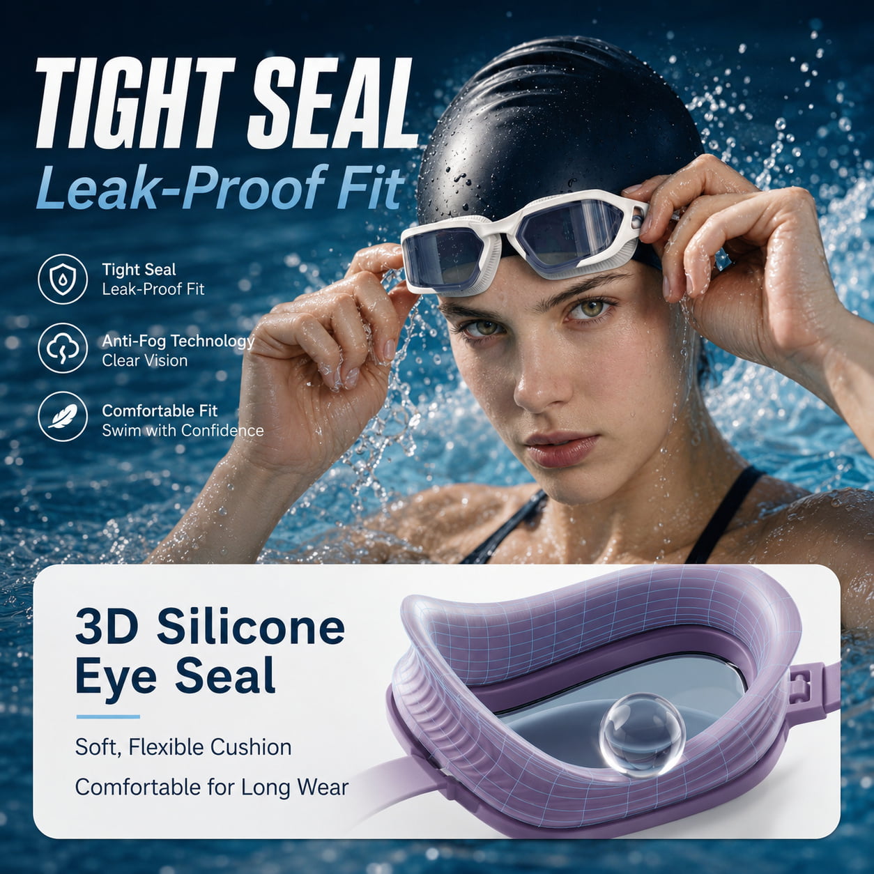 High‑Definition Anti‑Fog Swim Goggles
