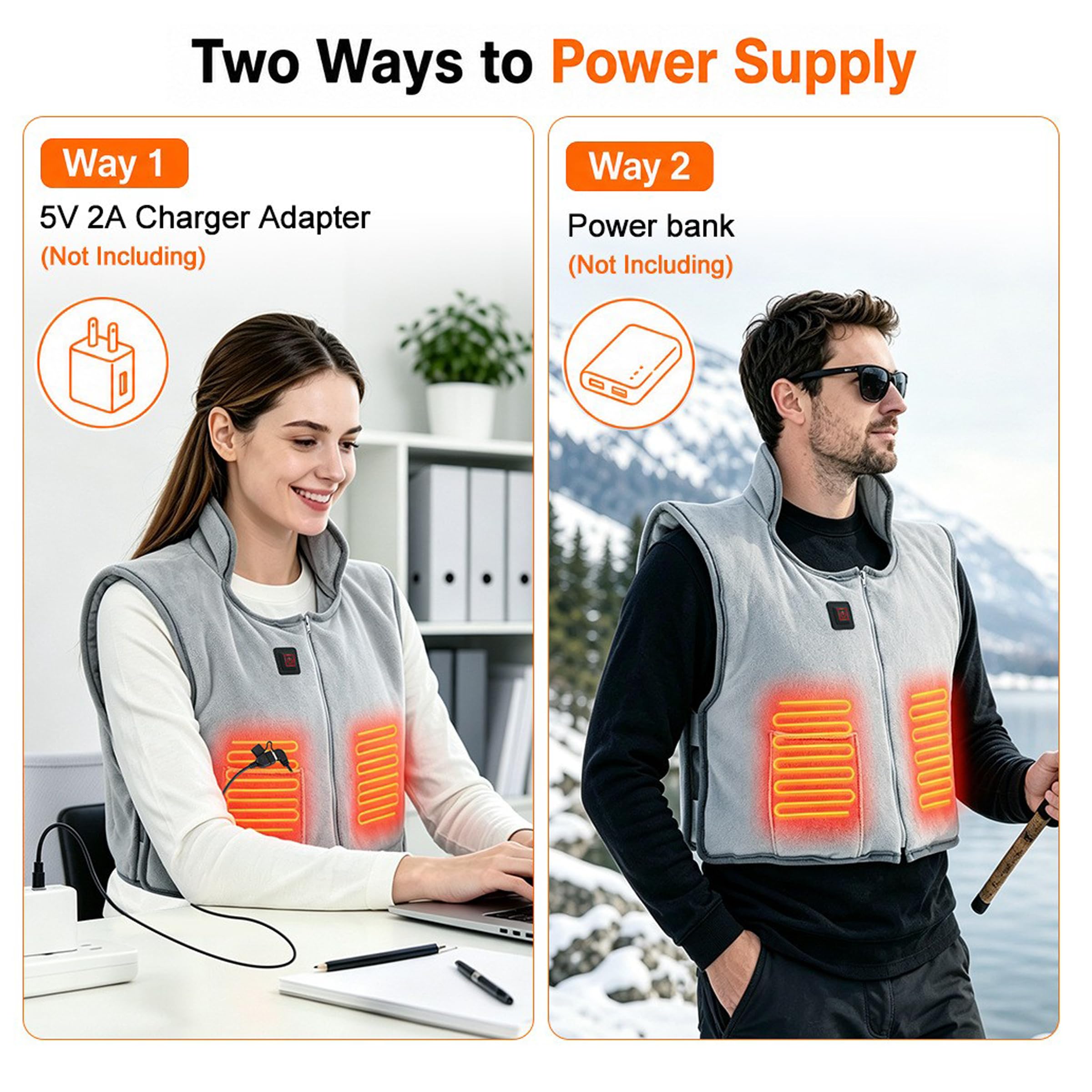 🔥 Wearable Heating Pad Vest – 5-Zone Heated Back & Waist Warmer with 3 Heat Settings