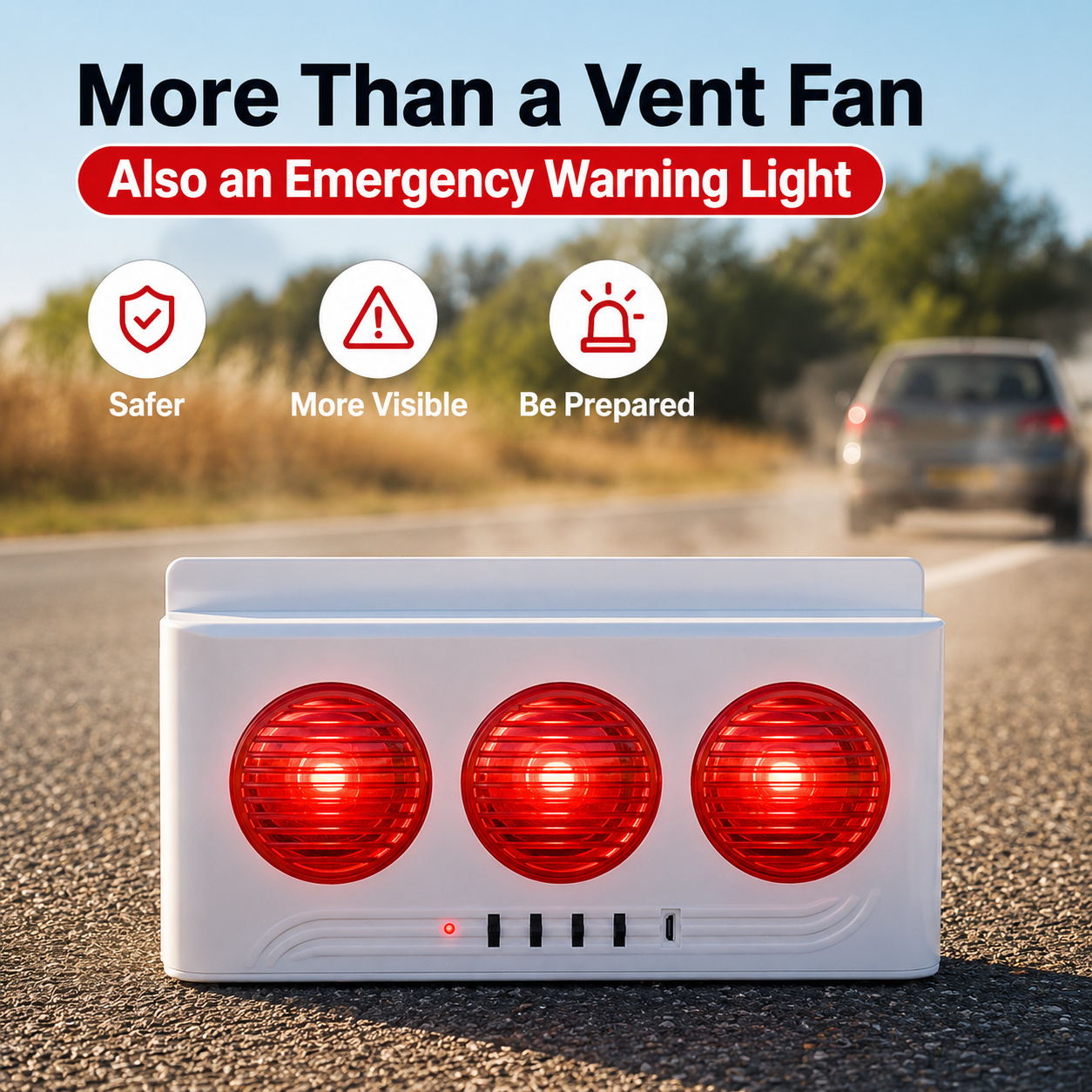 Multi‑Function Car Exhaust Fan with Strobe Light