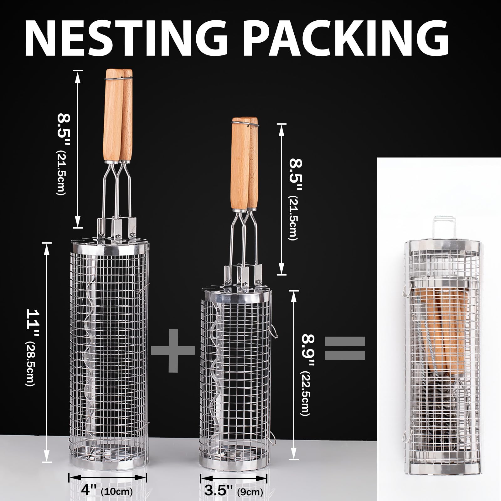 Side-Opening Rolling Nesting Grill Baskets