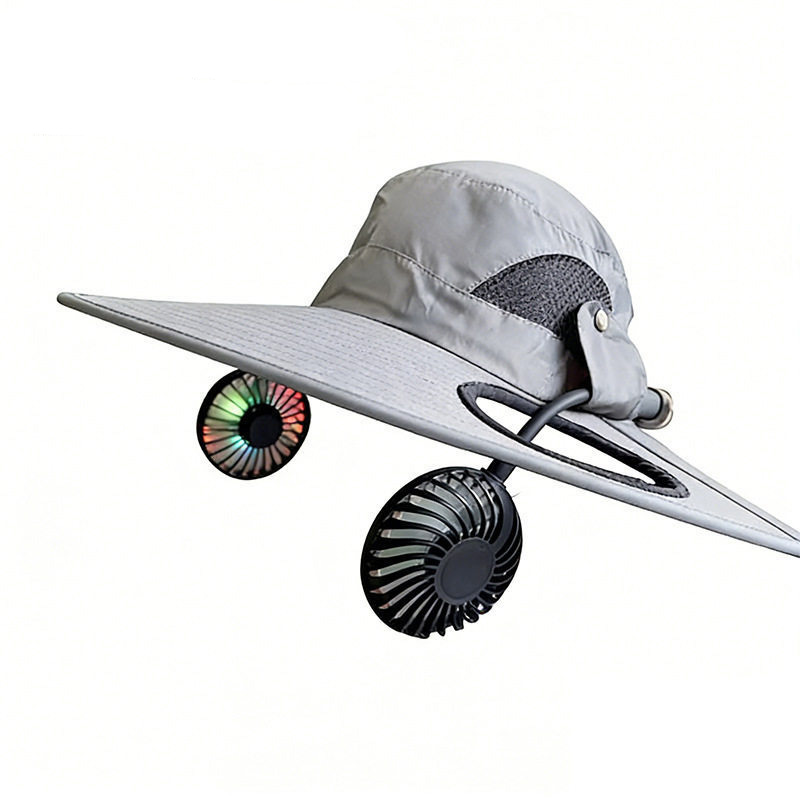 Wide Brim Solar Hat with Fan