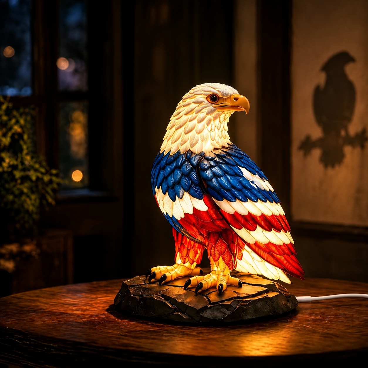 Tri-Color Bald Eagle Decorative Table Lamp