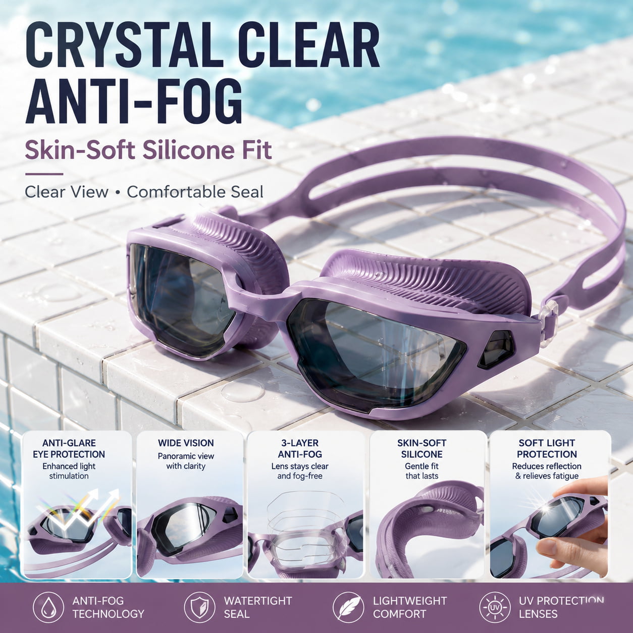 High‑Definition Anti‑Fog Swim Goggles