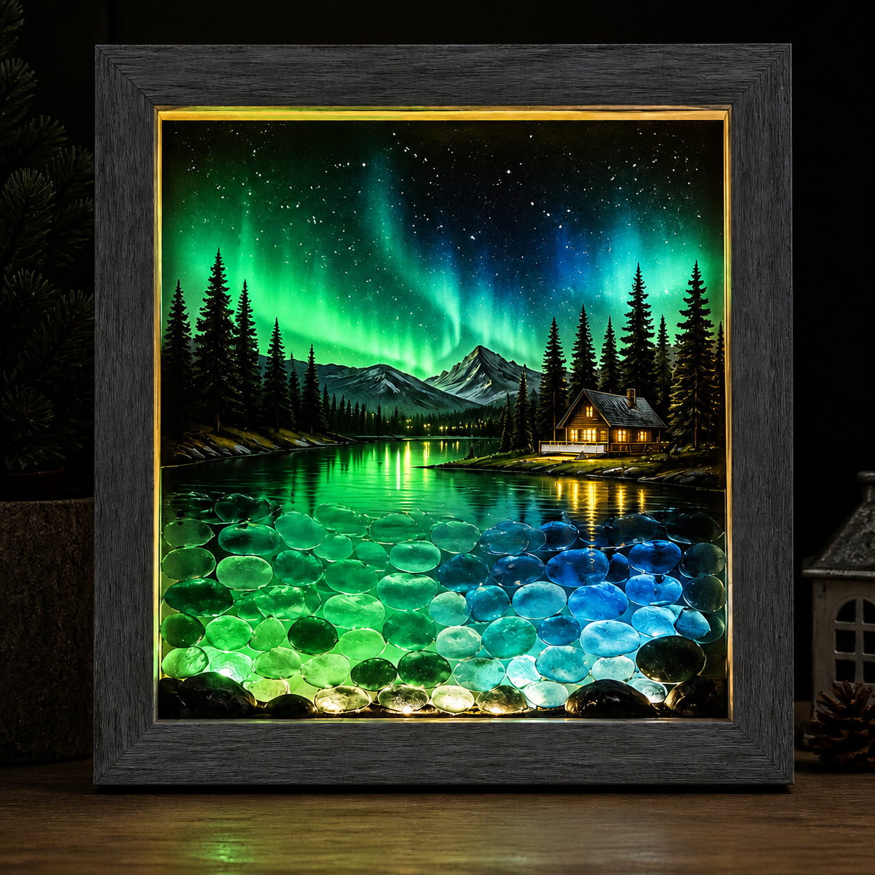🎁Last Day 50% OFF -🔥💝Coastal Lighthouse Sea Glass Shadow Box Night Light