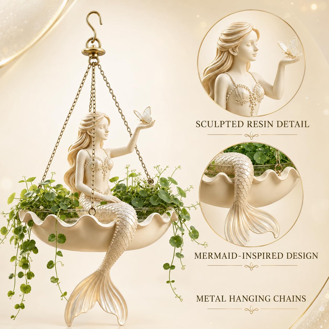 🧜‍♀️ A Mermaid in Your Garden — Hand-Painted Hanging Planter with Coastal Charm