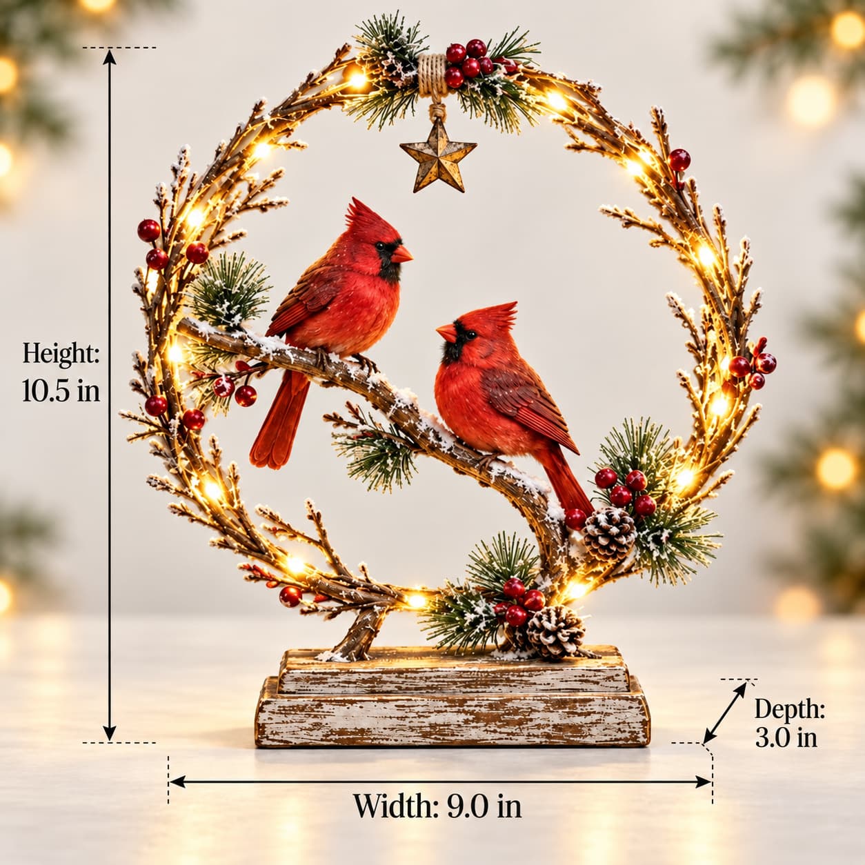 🔥Last Day 60% OFF -Lighted Cardinal Tabletop Decor