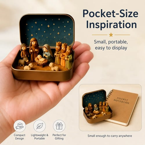 🔥Last Day 49% Off🎁Mini Nativity Scene Set with Storage Box