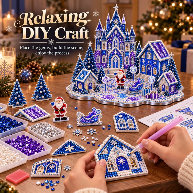 🎄3D Christmas Village Gem Art DIY Kit